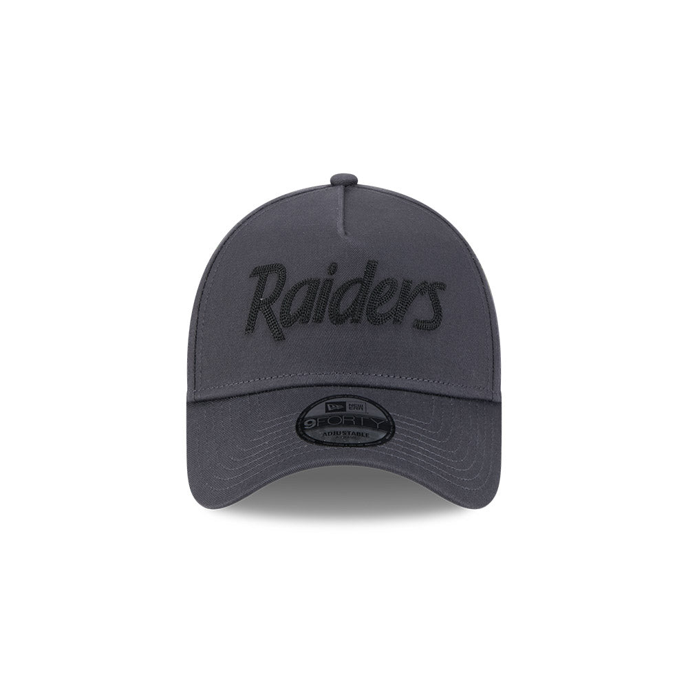 Las Vegas Raiders Hat - Higher Grade Grey Black 9Forty A-Frame NFL Snapback Cap - New Era